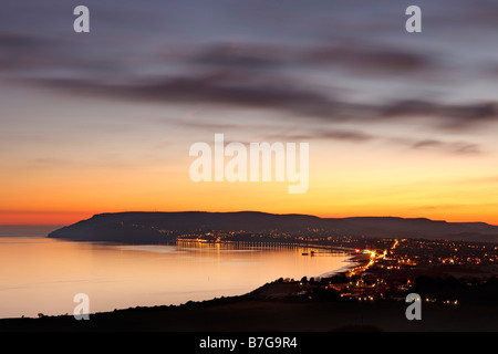 Abend über Sandown Bay, Isle Of Wight Stockfoto