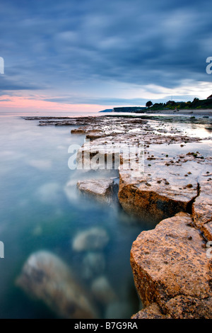 Sonnenuntergang über Bembridge Ledge, Isle Of Wight Stockfoto