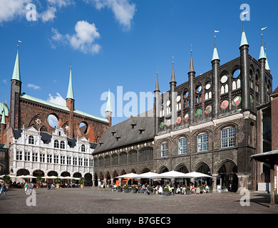 Rathaus und Markt Quadrat Lübeck Deutschland Stockfoto