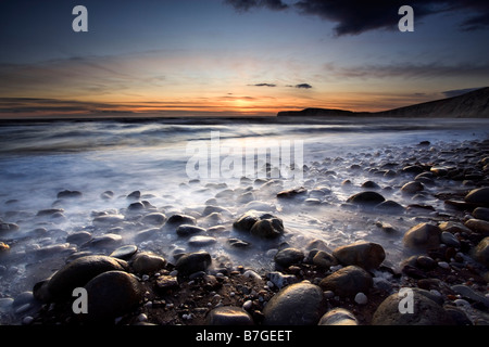 Sonnenuntergang am Compton Bucht, Isle Of Wight Stockfoto