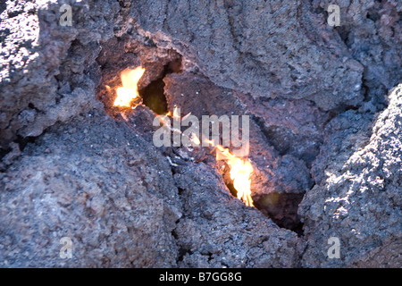 Nahaufnahme des Feuers von heiße Lava über Volcan de Pacaya Guatemala Stockfoto