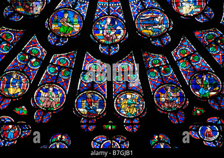 Rosette in der Kathedrale von Notre Dame de Paris, Frankreich Stockfoto