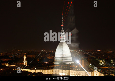 Mole Antonelliana, Nacht, Synagoge, Turin, Piemont, Italien, Landschaft, Alessandro Antonelli Stockfoto