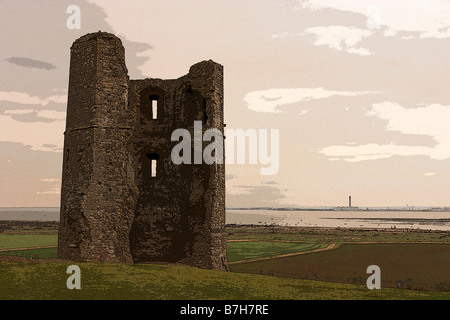 Hadleigh Castle, Essex. Farbe Plakat Rand Filter Abbildung. Website für das Jahr 2012 Olympics Mountain Bike-Event. Stockfoto