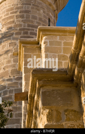 Hala Sultan Tekkesi Moschee Details der Minarett und Moschee Dach Gesims Closeup Larnaca, Zypern Stockfoto