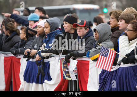 Drängen Sie sich in Washington für Obama Inauguration Stockfoto