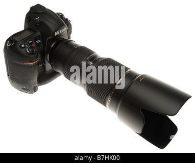 Kamera Nikon D3X mit Tamron 70-200mm f/2.8 Zoom-Objektiv Stockfoto