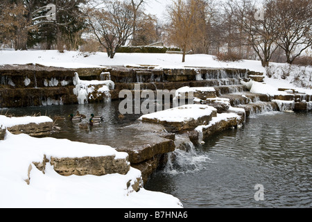 Einen Stream im Franklin Park im winter Stockfoto