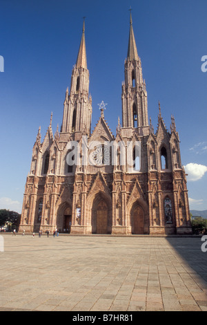 Plaza und unserer lieben Frau von Guadalupe Cathedral in Zamora Michoacan, Mexiko Stockfoto