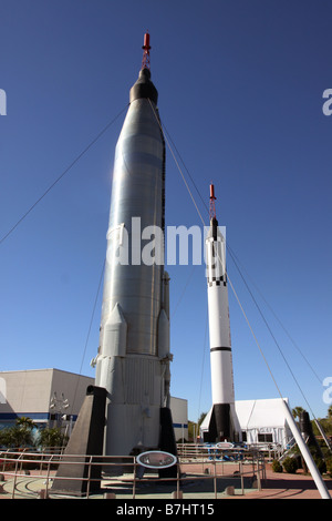 NASA-Mercury-Atlas-Redstone Rakete Besucherzentrum Kennedy Space Center Cape Canaveral Stockfoto