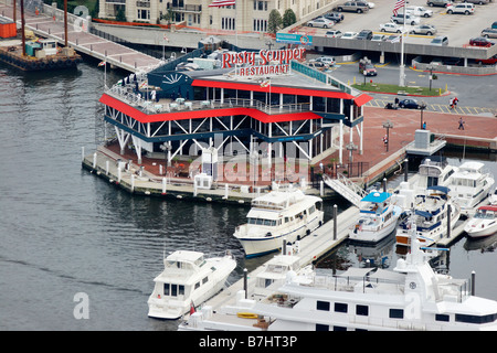 Blick über den Innenhafen vom 27. Stock World Trade Center, Rusty Attika Restaurant Baltimore Maryland Stockfoto