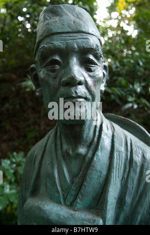 Eine Statue von Matsuo Basho am Chusonji Tempel, Hiraizumi, Japan 28. August 2008. Stockfoto