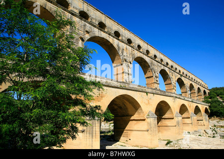 Das Aquädukt Pont du Gard in Vers-Pont-du-Gard, Frankreich Stockfoto