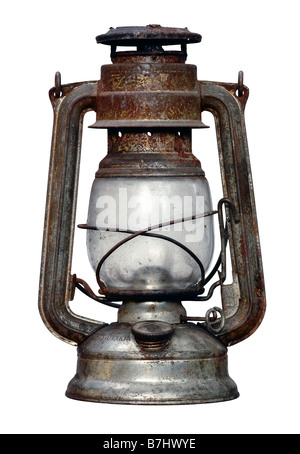 Antike Petroleumlampe - Beleuchtungsanlagen - isoliert Stockfoto