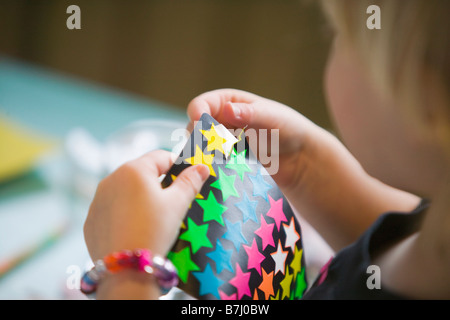 3 Jahr alt und Aufkleber, b.c. Stockfoto