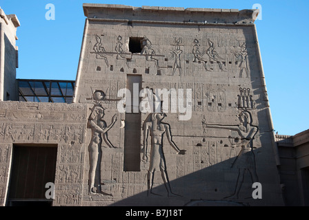 Ersten Pylon Philae Tempel Ägyptens Stockfoto