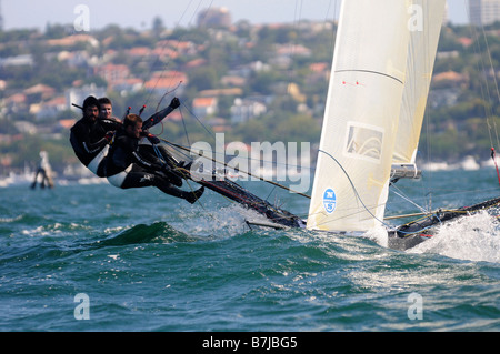 18 ft-Skiff-Rennen in Sydney harbour, Australien Stockfoto