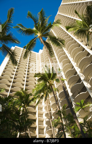 Niedrigen Winkel Ansicht des high-Rise Hotels in Waikiki Oahu Hawaii USA Stockfoto