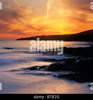 Sonnenuntergang über dem Atlantik von Ballyheigue Co Kerry Irland Stockfoto