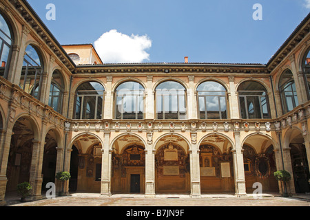 Die Stadtbibliothek von Bologna, Archiginnasio Palast, Italien Stockfoto