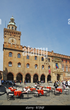 Palazzo d'Accursio (oder Palazzo Comunale), Piazza Maggiore, Bologna, Italien Stockfoto