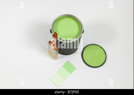 Offenen malen können, Deckel, Farbe Swatch und Pinsel, Kanada, British Columbia Stockfoto