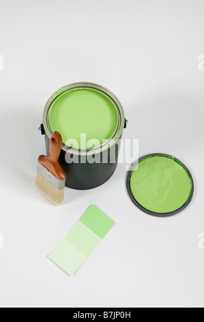 Offenen malen können, Deckel, Farbe Swatch und Pinsel, Kanada, British Columbia Stockfoto