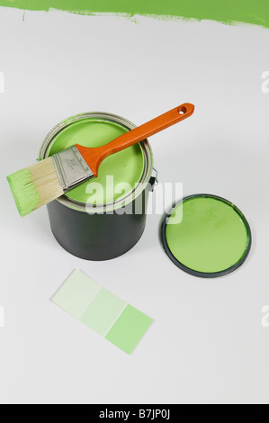 Offenen malen können, Deckel, Farbe Swatch und Pinsel, Kanada, British Columbia Stockfoto