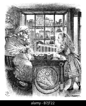 Alice in der Schafe s Shop Alice durch den Spiegel-Illustration von Sir John Tenniel 1820 bis 1914 Stockfoto