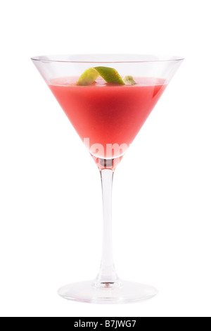 Cosmopolitan Cocktail isoliert auf weiss. Kurzer Drink, jederzeit zu dienen. Stockfoto