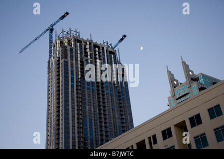Residental und Geschäftshäusern under Construction, Dawn, Atlantic Station, Atlanta, Georgia Stockfoto