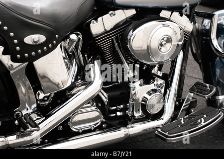 Detailansicht der Details eines Motorrades. Stockfoto