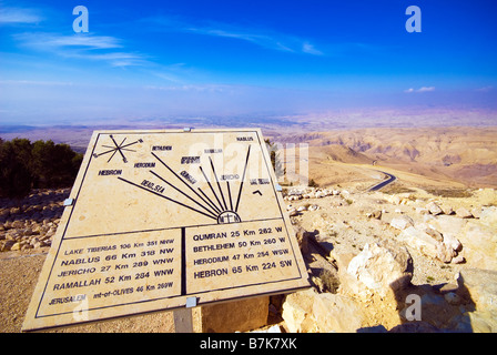 Karte des Nahen Ostens am Berg Nebo außerhalb der Kirche von Moses Wadi Hisban Jordanien Naher Osten Stockfoto