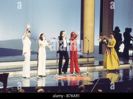 DIE BROTHERHOOD OF MAN UK-pop-Gruppe 1976 Eurovision Song Contest zu gewinnen Stockfoto