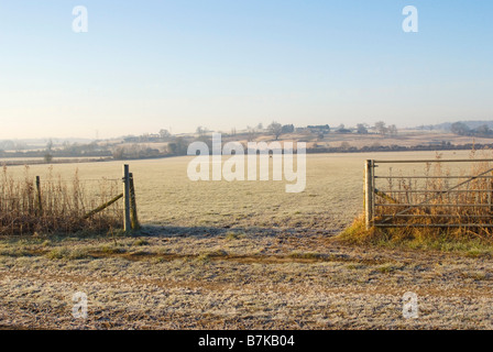 Frostigen Felder im Norden Hinksey Winter Stockfoto