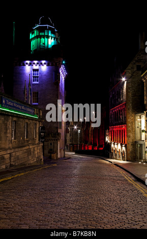 Gepflasterten Straßen von Castlehill, Royal Mile, Edinburgh, Schottland, UK, Europa Stockfoto