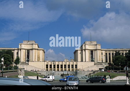 Paris, Palais de Chaillot, Gesamtansicht der Mittelteil. Stockfoto