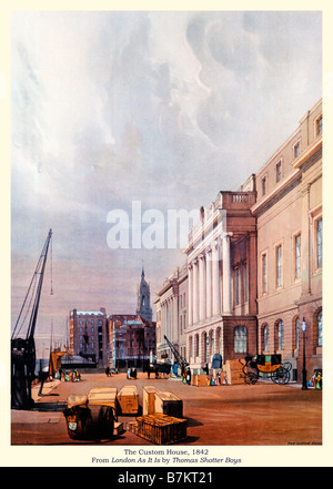 Das Custom House 1842 Aquarell von Thomas Shotter Boys des Gebäudes am Billingsgate abgerissen 1877 Stockfoto