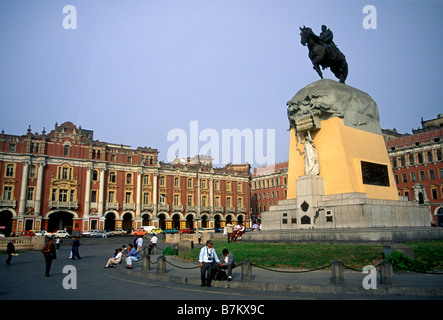 Peruaner, peruanischen Volkes bronze Reiterstandbild, General San Martin, Plaza San Martin, Lima, Provinz Lima, Peru, Südamerika Stockfoto