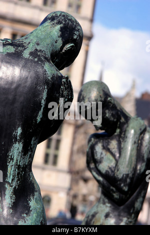 Bronzestatue in Gent Belgien Stockfoto