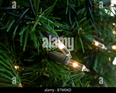 Weihnachtsbeleuchtung auf einem Weihnachtsbaum Stockfoto