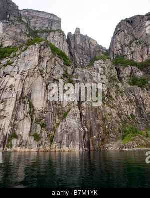 Der Preikestolen (Preikestolen) im Lysefjord, in der Nähe von Stavanger, Norwegen Stockfoto