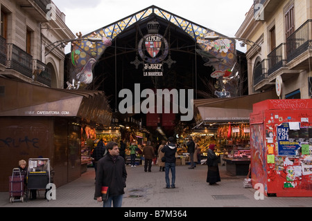 Eingang zum La Boqueria-Markt in Barcelona Spanien Stockfoto