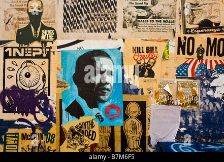Obama-Poster an der Wand in der Arts District Los Angeles County California Vereinigte Staaten Stockfoto