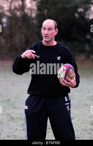 Ehemalige Wespen und England Rugby-star Lawrence Frank bei einer Trainingseinheit in Buckinghamshire UK Stockfoto