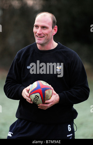 Ehemalige Wespen und England Rugby-star Lawrence Frank bei einer Trainingseinheit in Buckinghamshire UK Stockfoto