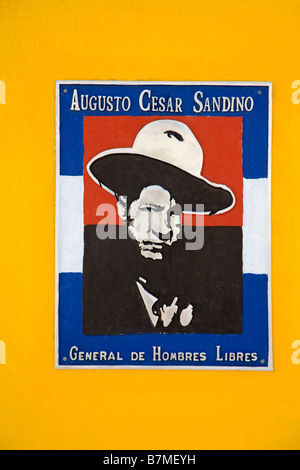 Augusto Cesar Sandino Plaque auf Helden Denkmal Stadt von Leon Department von Leon Nicaragua Zentralamerika Stockfoto