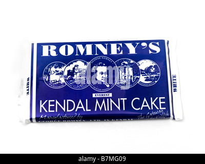 Kendal Mint Cake, hergestellt von Romneys im Lake District Beliebt bei Wanderern und Bergsteigern, die es als Energie nutzen Bar Stockfoto