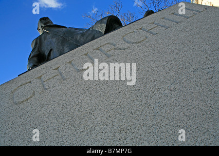 Winston Churchill-Statue in Parliament Square, London Stockfoto