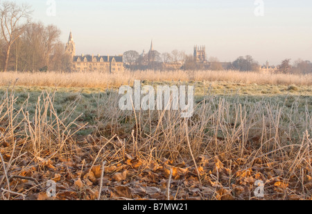 Blick über Christ Church Meadow im Winter, Oxford Stockfoto